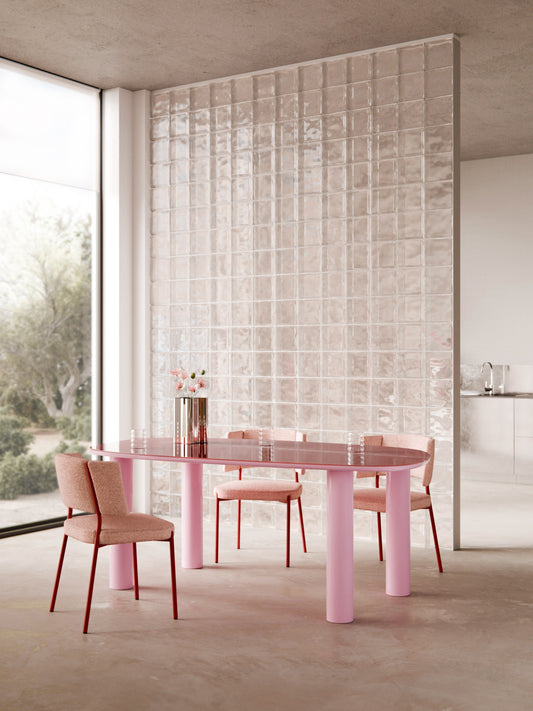 Benvaro Organic Dining Table with Glass Top, 200 x 110 cm