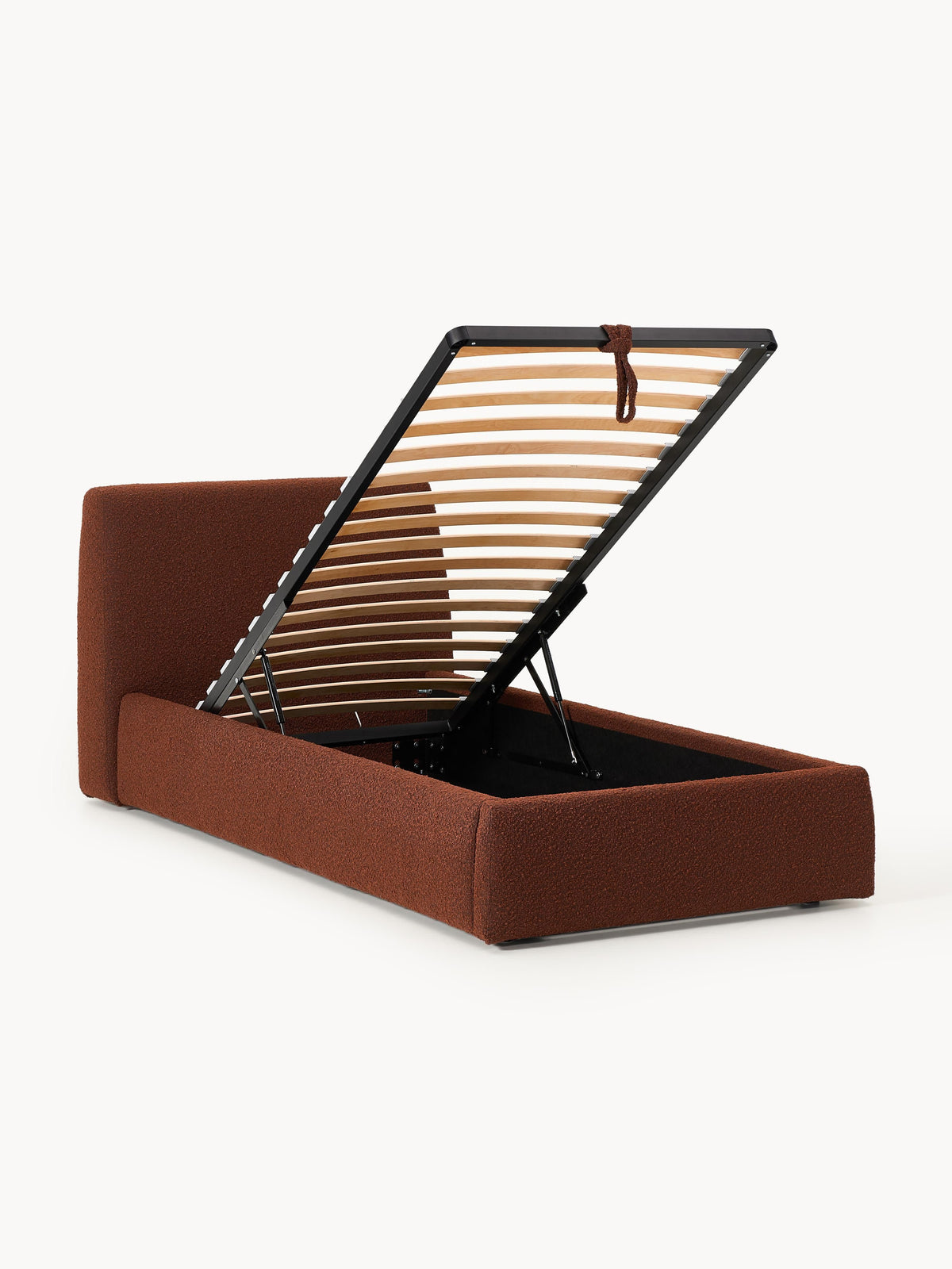 Clodan Bouclé Single Bed with Storage