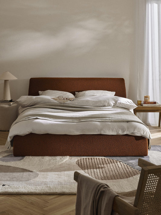 Clodan Bouclé Upholstered Bed with Storage