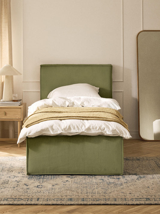 Drevio Corduroy Single Bed
