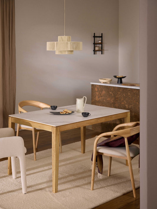 Jackvaro Dining Table with Marble-Look Tabletop, in Various Sizes