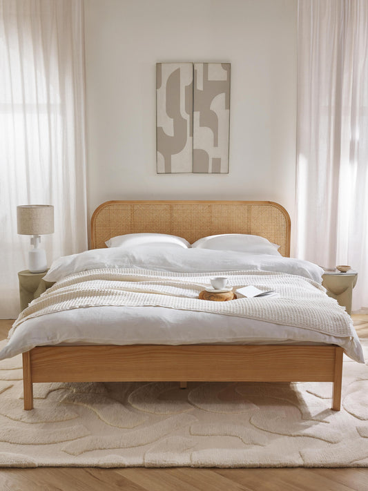 Jonvaro Wooden Bed with Vienna Cane Headboard