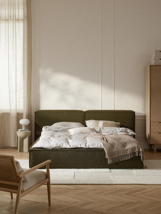 Lennvik Bouclé Upholstered Bed with Storage