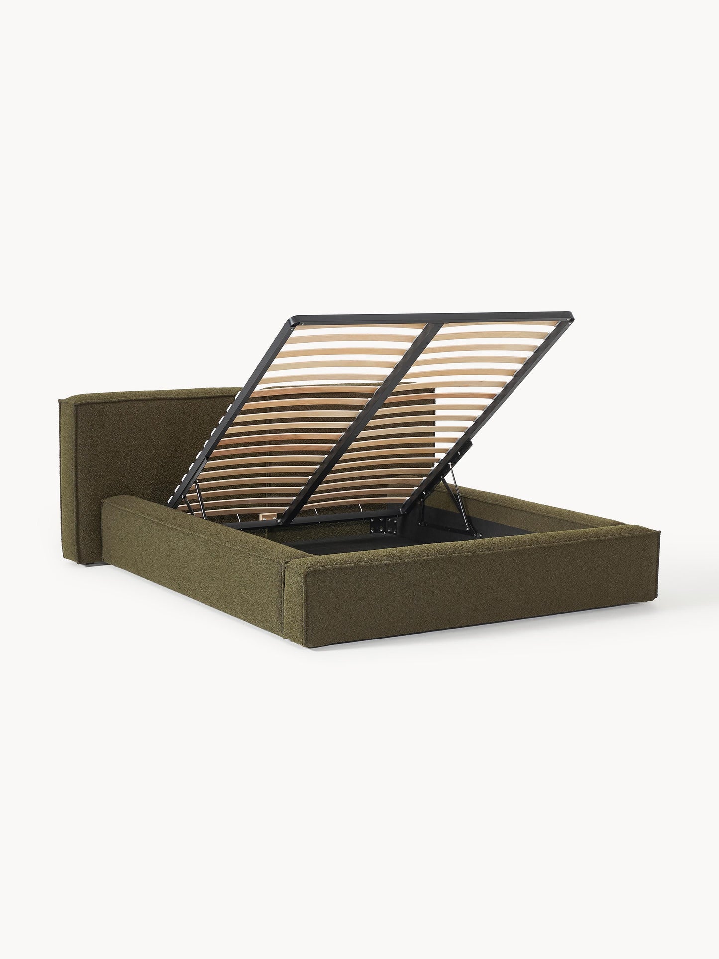 Lennvik Bouclé Upholstered Bed with Storage