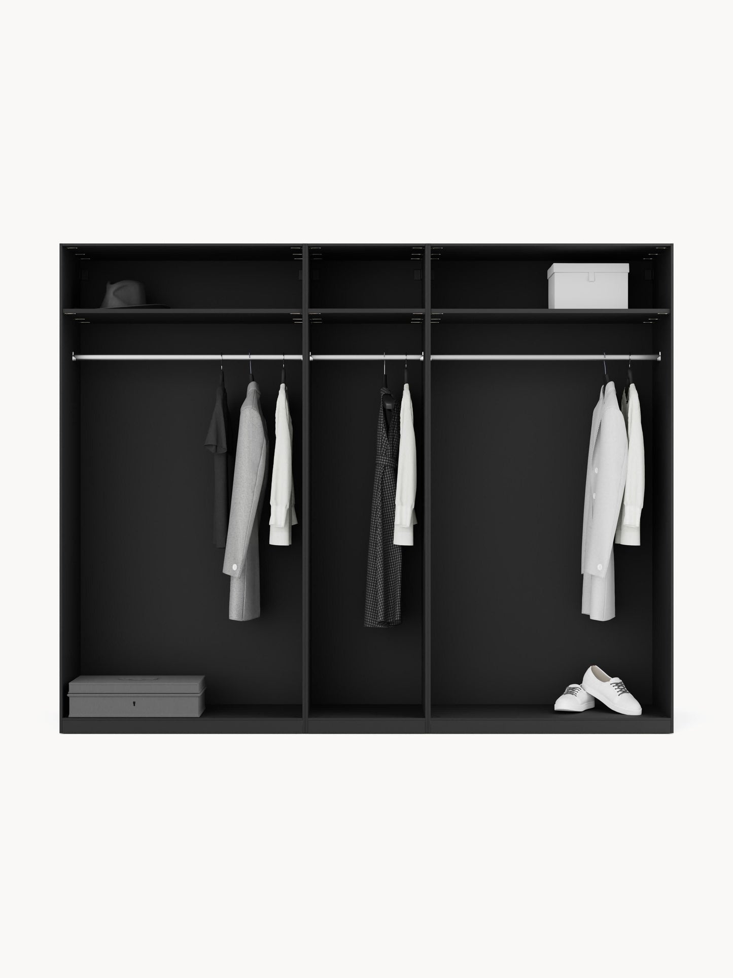 Lenvaro Modular Hinged-Door Wardrobe, 250 cm Wide, in Various Sizes