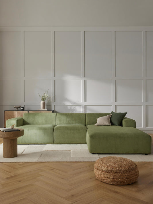 Melvora Corner Sofa in Corduroy, 4-Seater