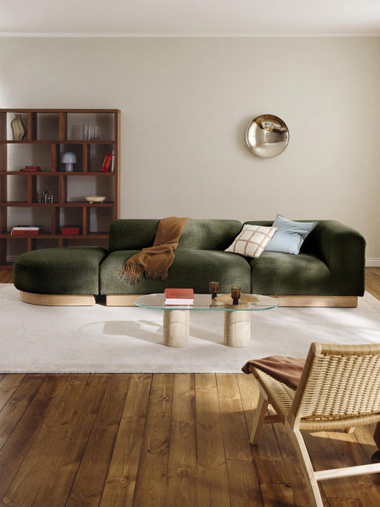 Natvira Modular Ottoman in Teddy Bouclé with Stool (Left/Right)