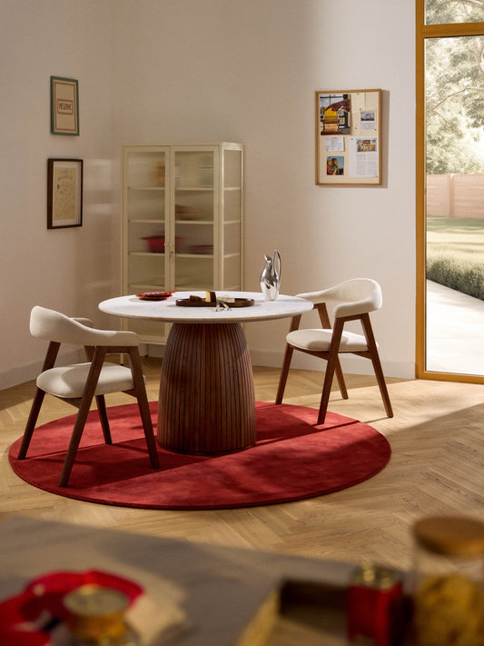 Nelvara Round Dining Table with Marble Tabletop, Ø 115 cm
