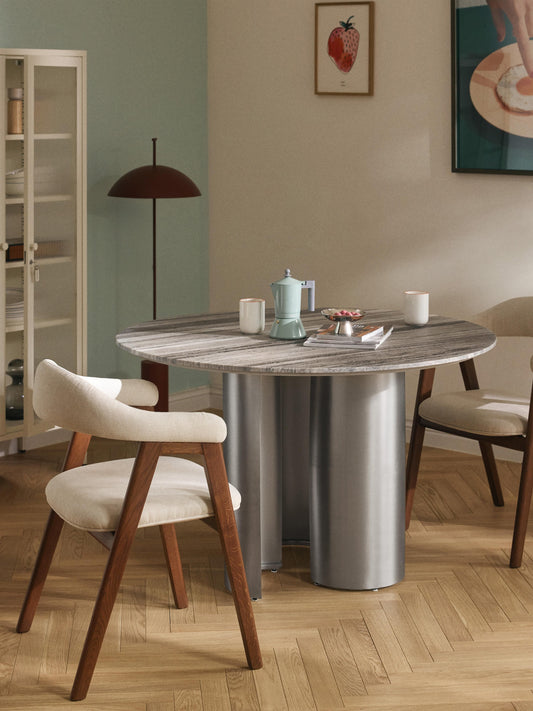 Nomvaro Round Dining Table with Marble Tabletop, Ø 120 cm