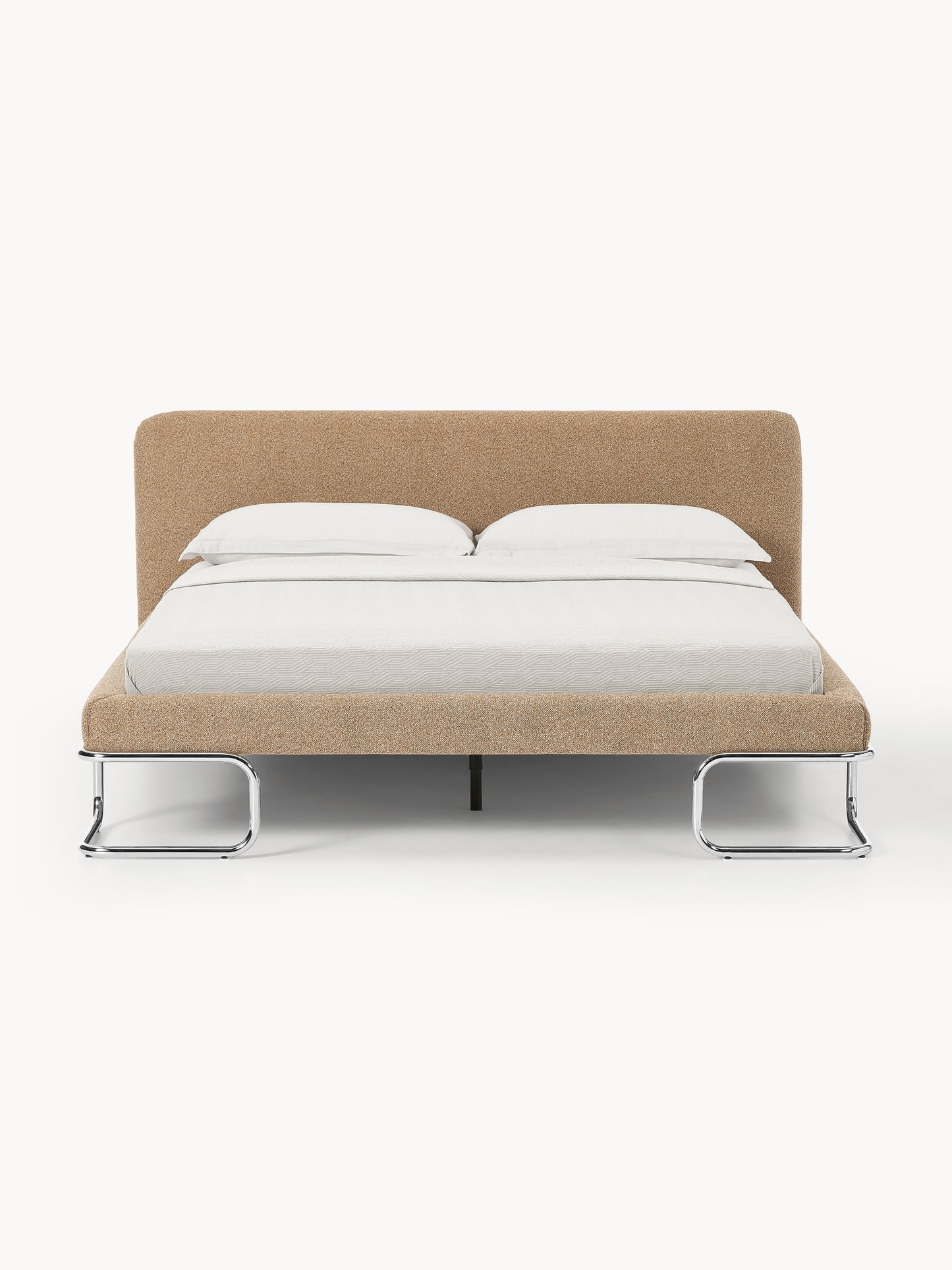 Olvina Upholstered Bed in Bouclé with Metal Legs