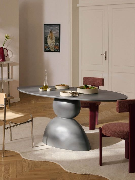 Sahvero Oval Dining Table with Organic Design, 180 x 90 cm