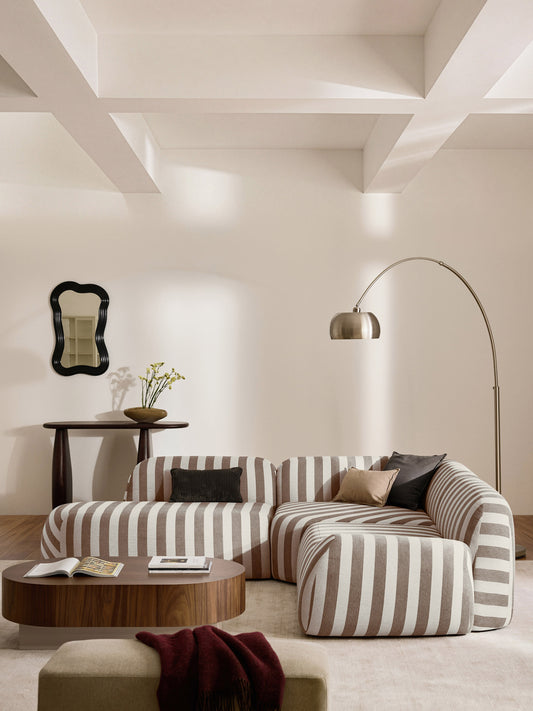 Wolvara Modular Striped Corner Sofa with Chaise Longue (4-Seater)