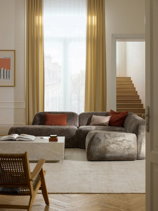 Wolvara Modular Teddy Bouclé Corner Sofa with Chaise Longue (4-Seater)