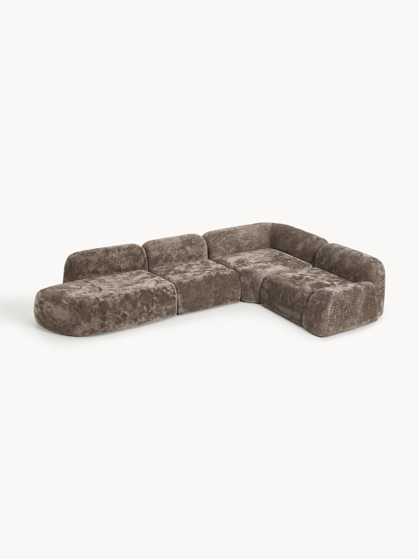 Wolvara Modular XL Teddy Bouclé Corner Sofa with Chaise Longue