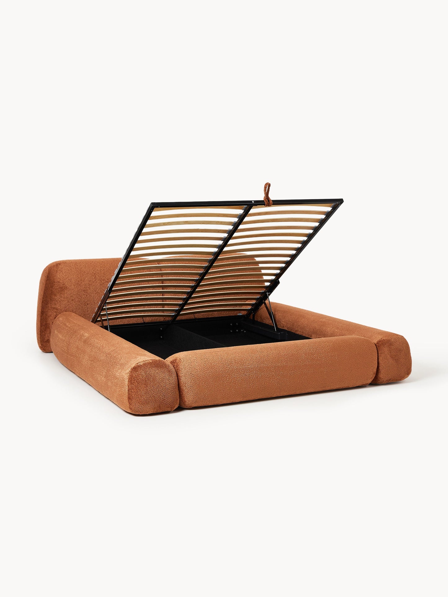 Wolvara Upholstered Bed in Teddy Bouclé with Storage