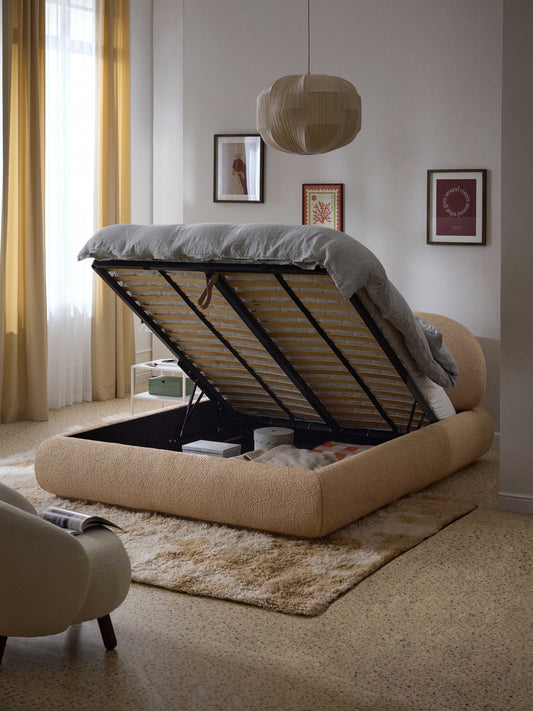 Albera Bouclé Upholstered Bed with Storage