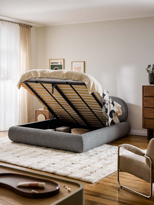 Albera Bouclé Upholstered Bed with Storage