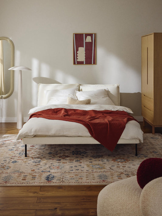 Amelva Upholstered Teddy Bouclé Bed
