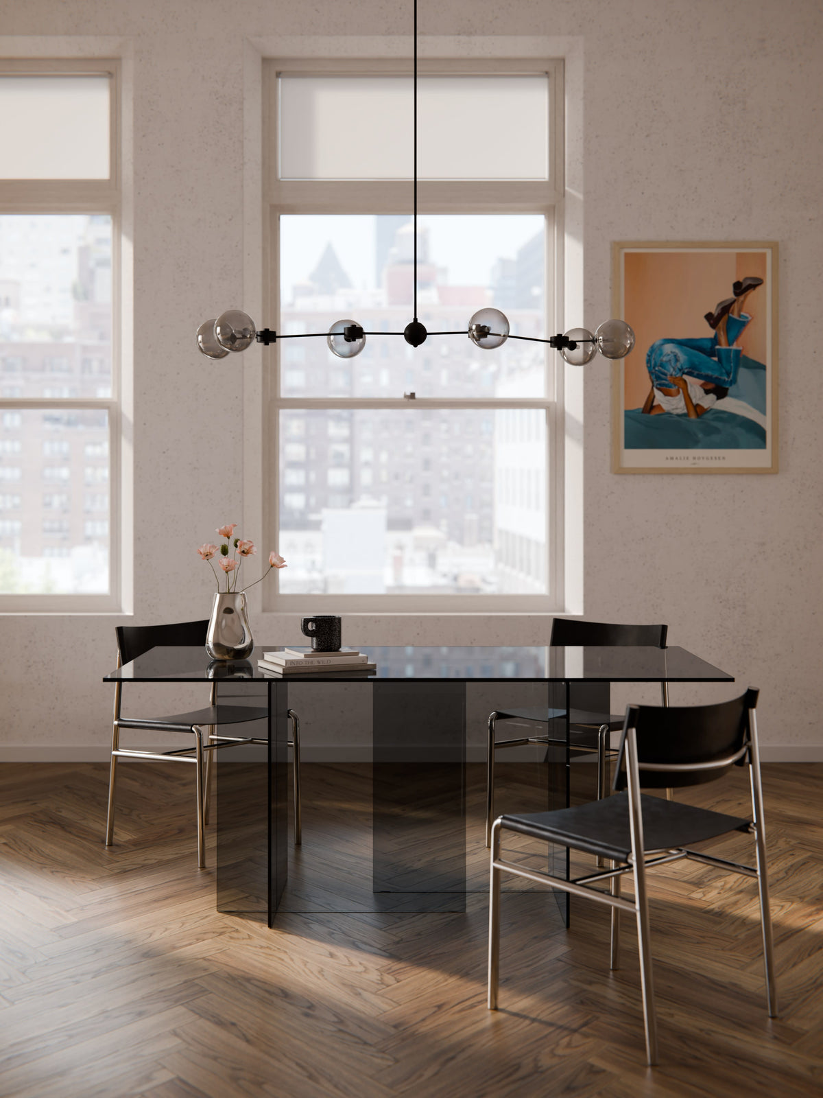 Anousa Glass Dining Table, 180 x 90 cm