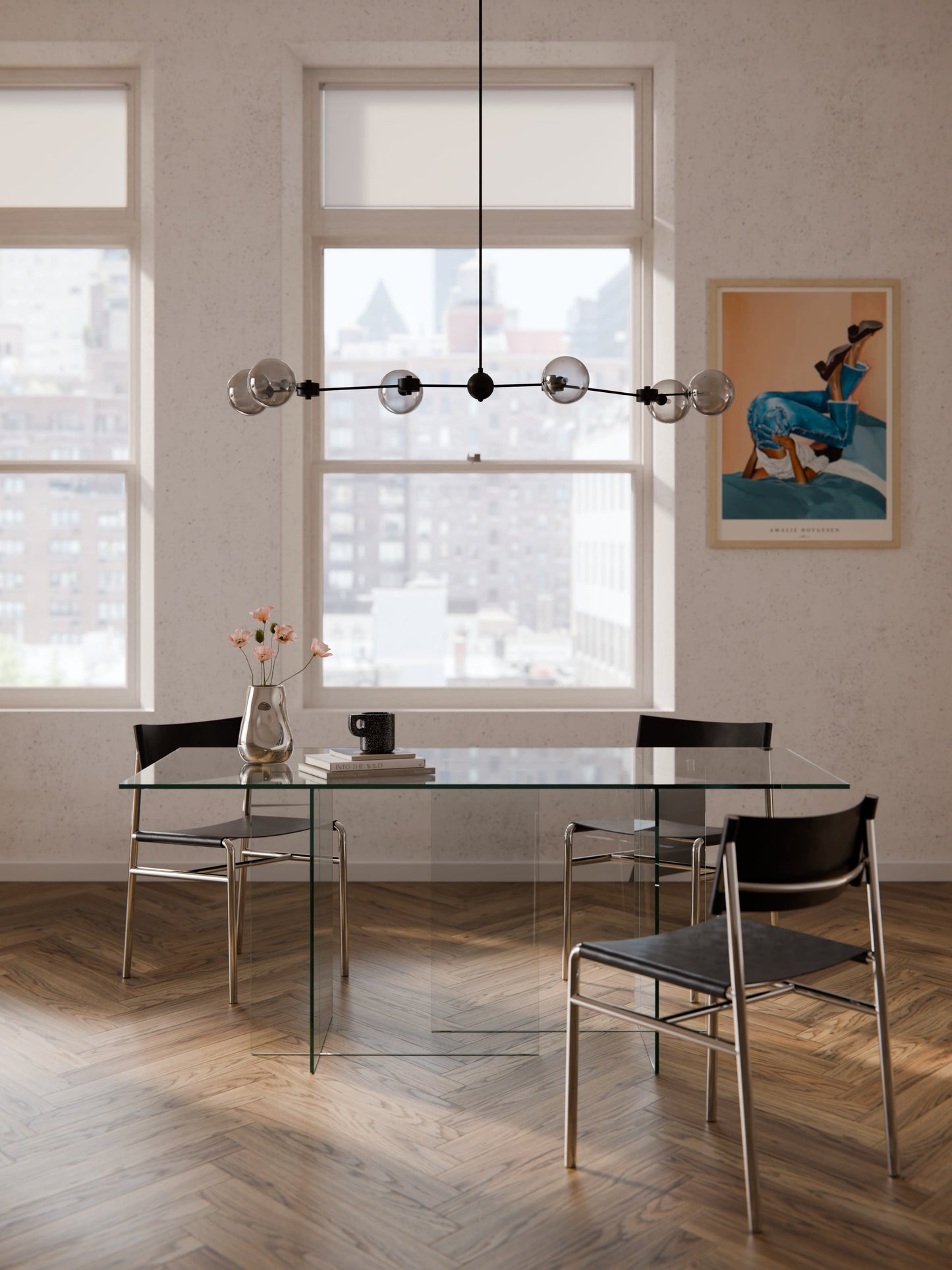 Anousa Glass Dining Table, 180 x 90 cm