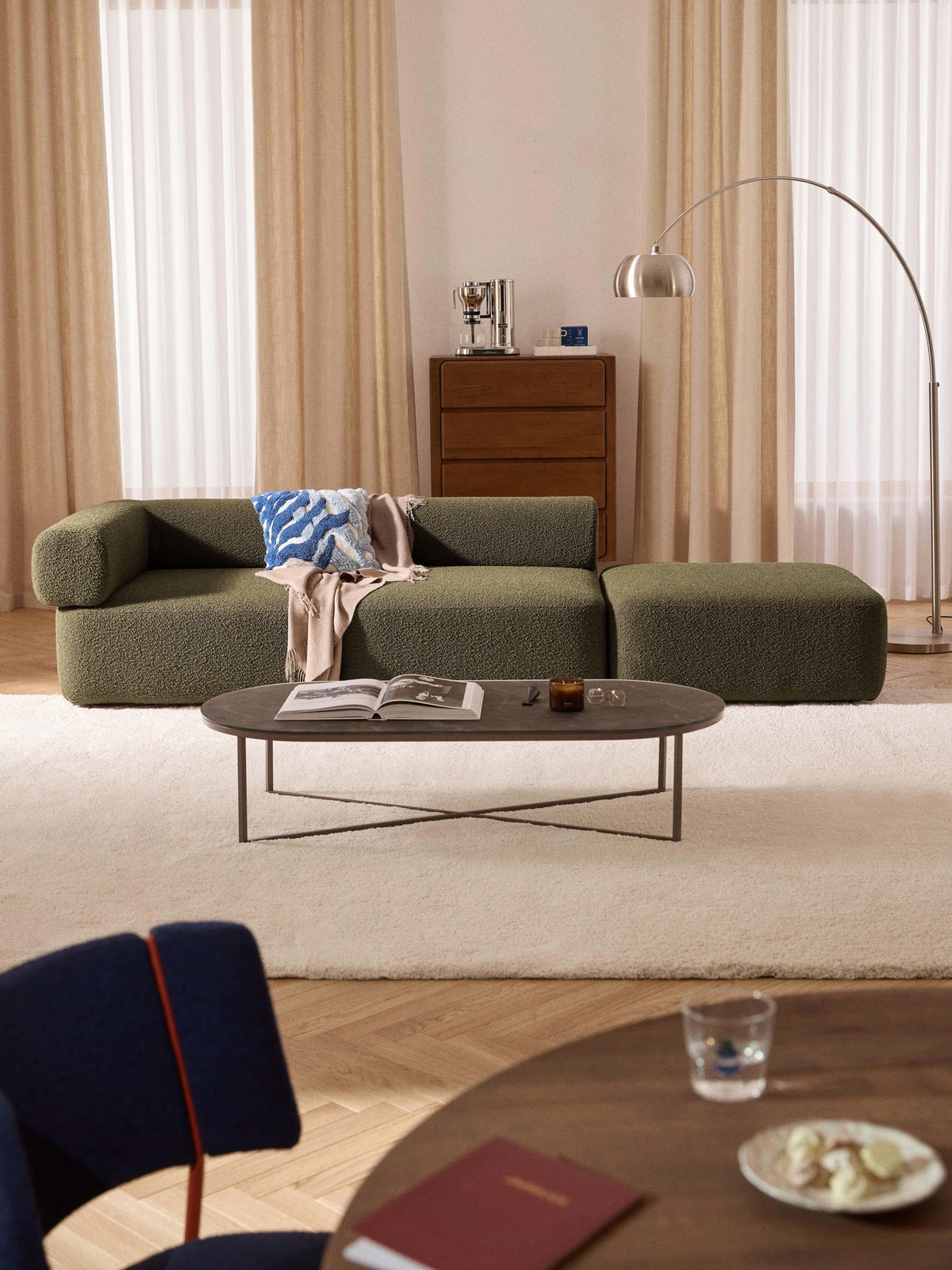 Antvaro Modular Ottoman in Bouclé
