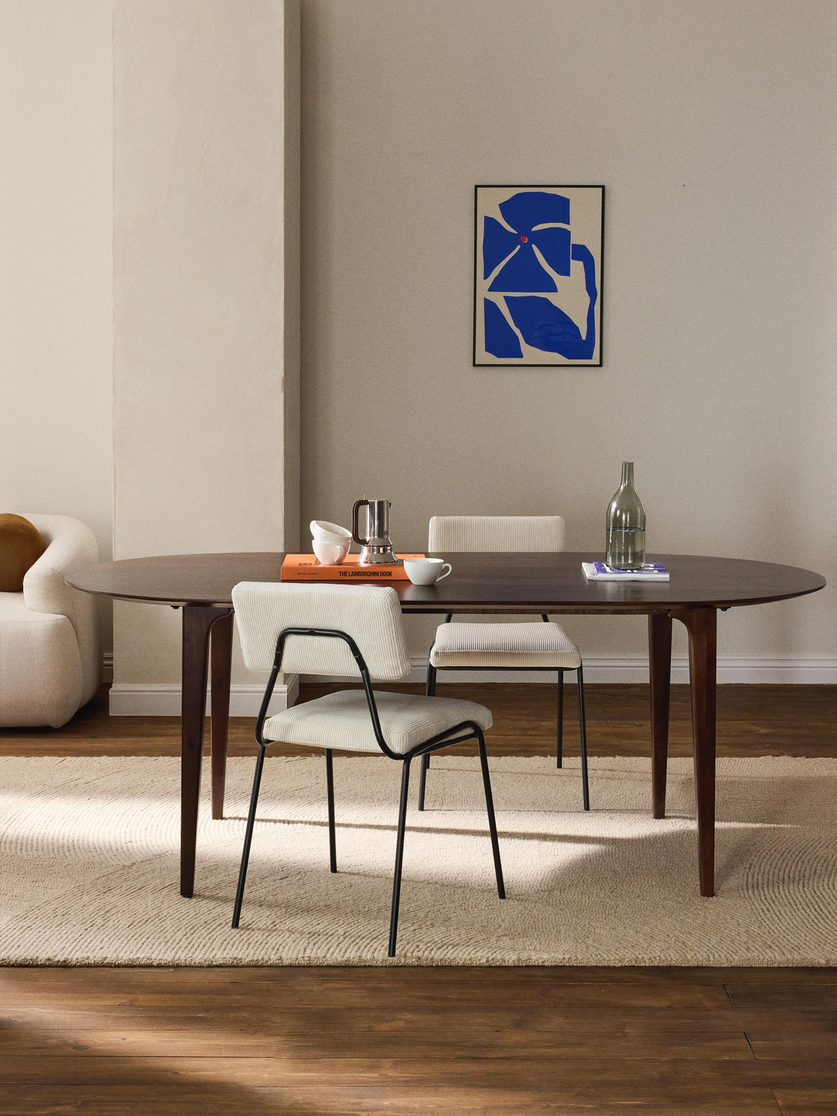 Archvero Oval Dining Table in Mango Wood, 200 x 100 cm