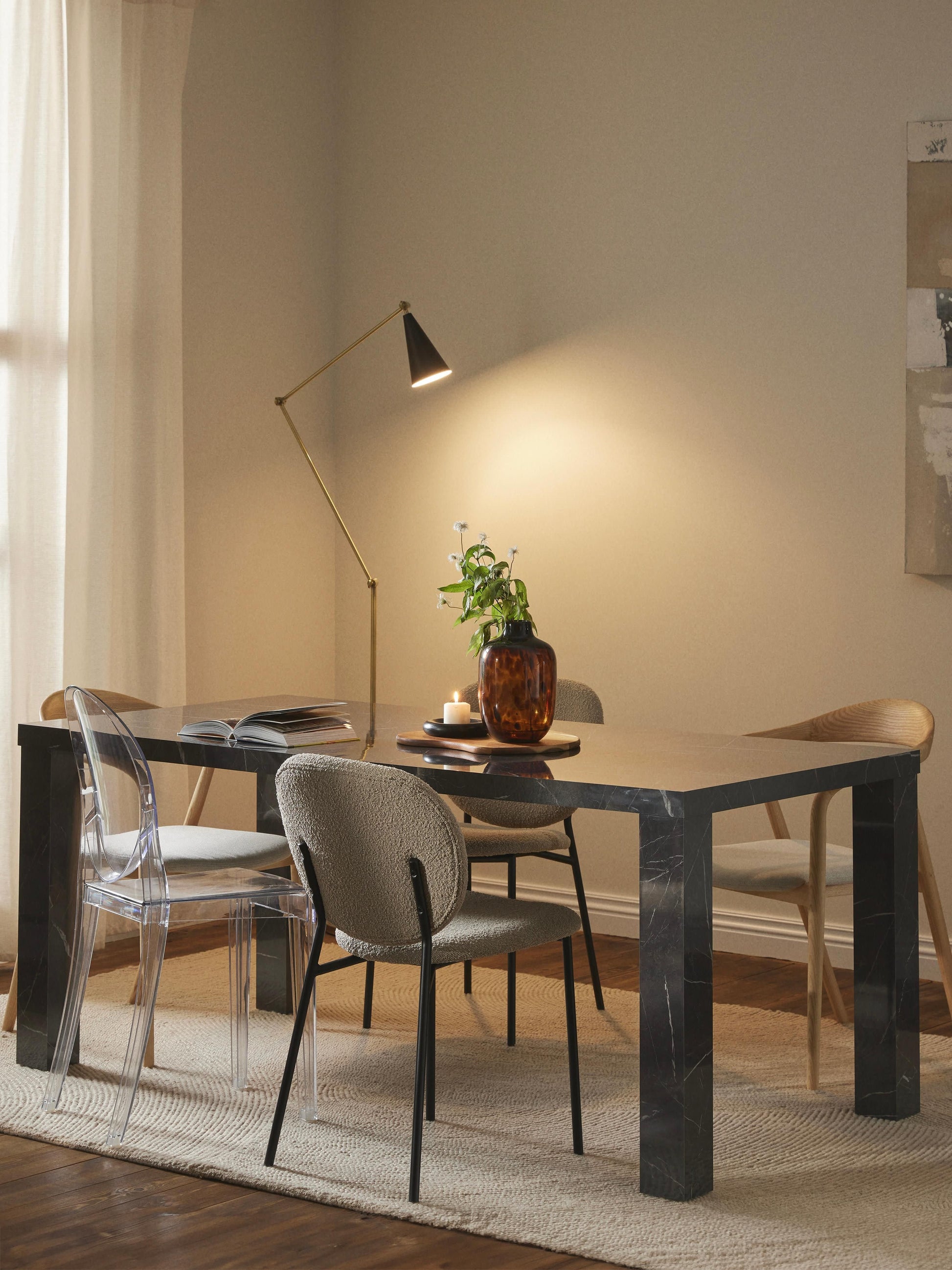 Carvello Dining Table in Marble Look, 180 x 90 cm