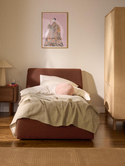 Clodan Bouclé Single Bed with Storage