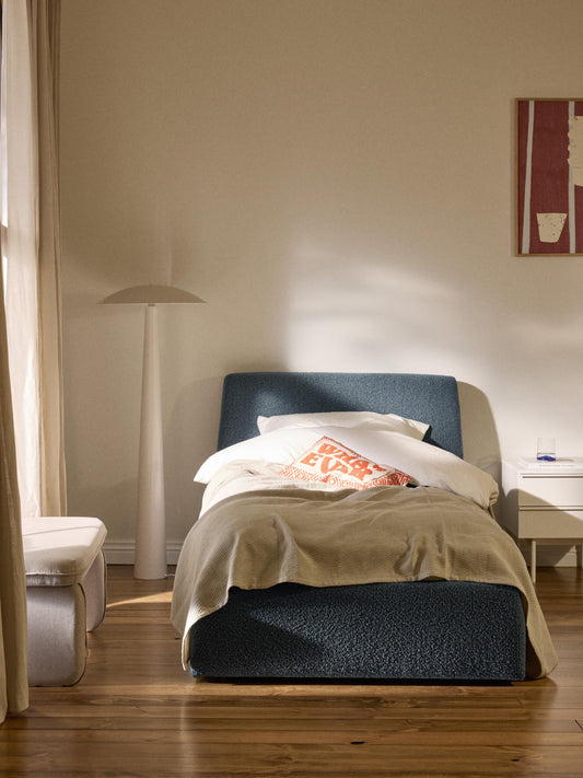 Clodan Bouclé Single Bed with Storage