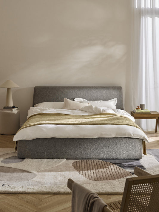 Clodan Bouclé Upholstered Bed with Storage