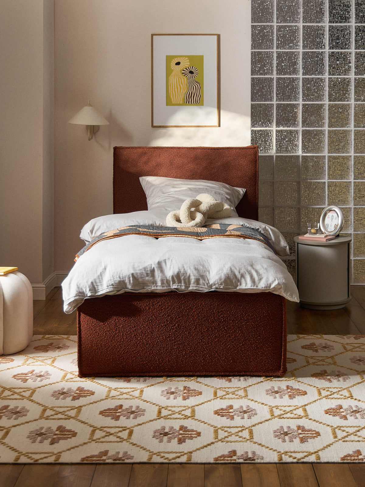 Drevio Bouclé Single Bed
