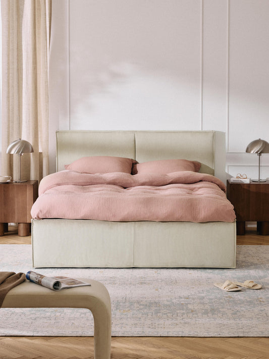 Drevio Upholstered Bed in Corduroy