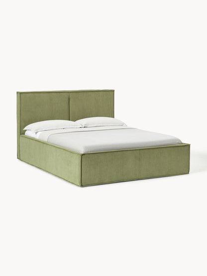 Drevio Upholstered Bed in Corduroy with Storage