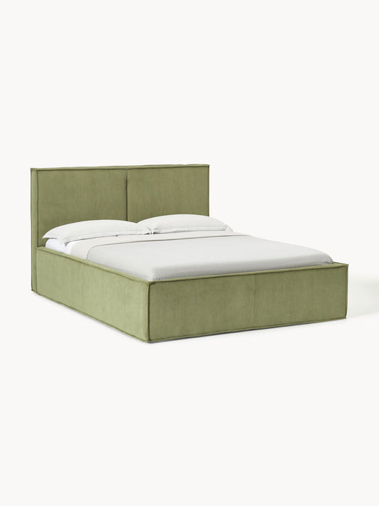 Drevio Upholstered Bed in Corduroy with Storage