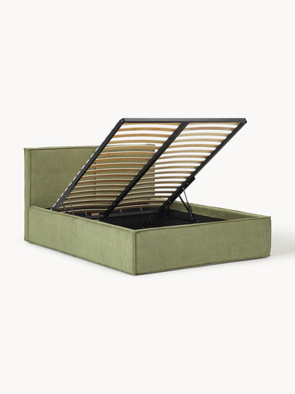 Drevio Upholstered Bed in Corduroy with Storage