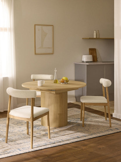 Filvano Extendable Dining Table with Grooved Texture, 120 - 160 x 75 cm