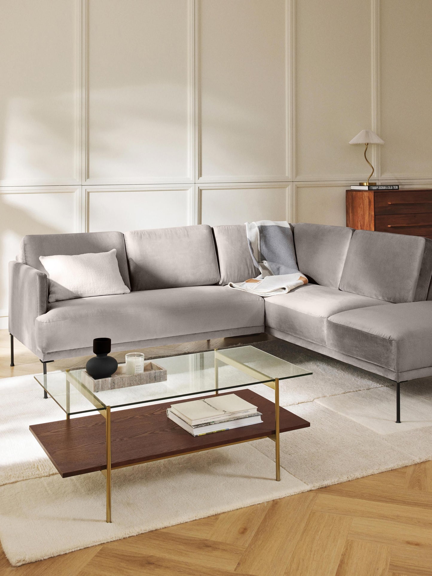 Fluvano Corner Sofa in Velvet