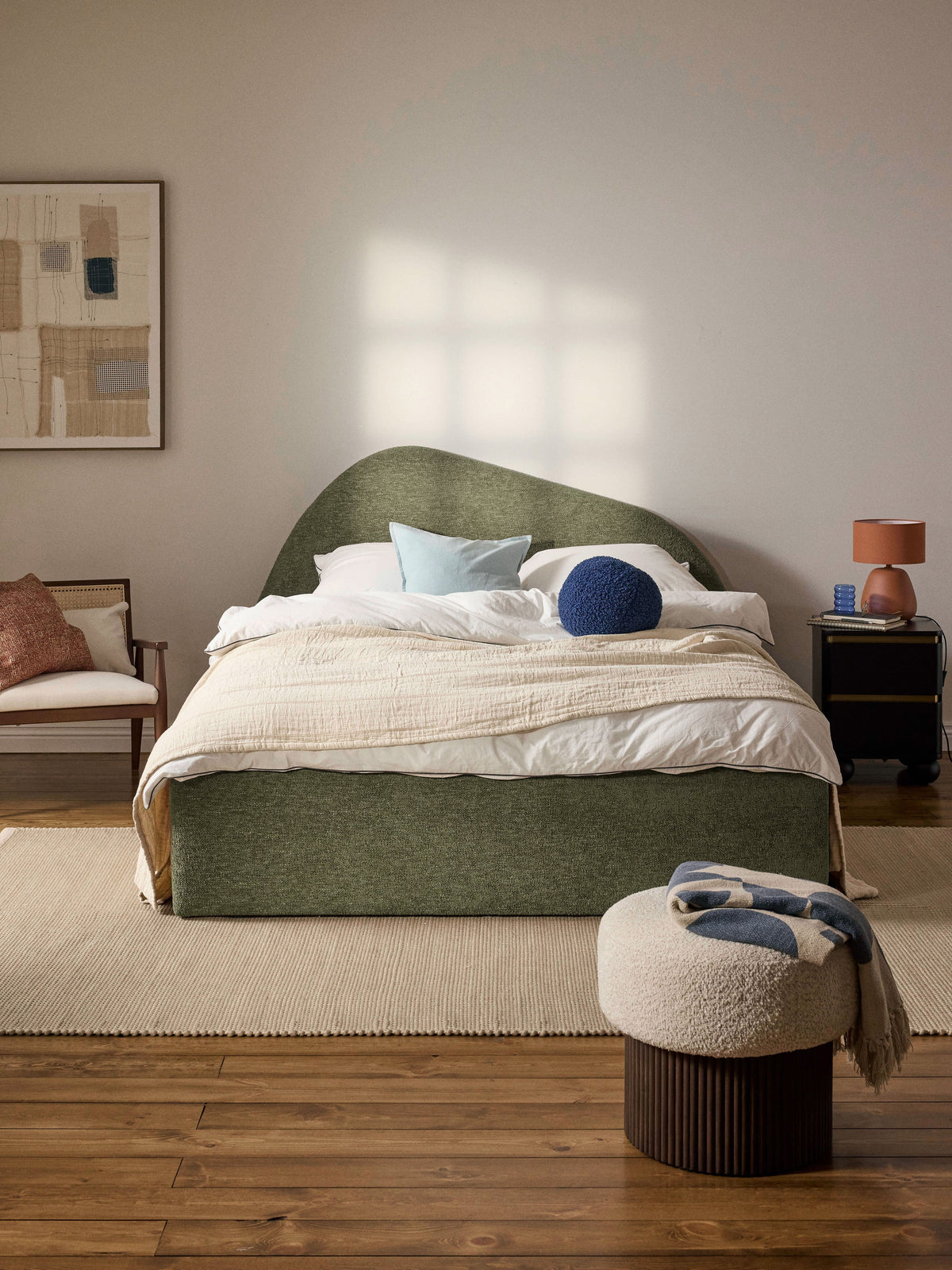 Garreth Upholstered Bed in Bouclé