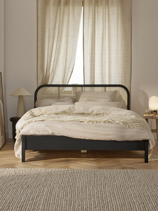 Jonvaro Wooden Bed with Vienna Cane Headboard