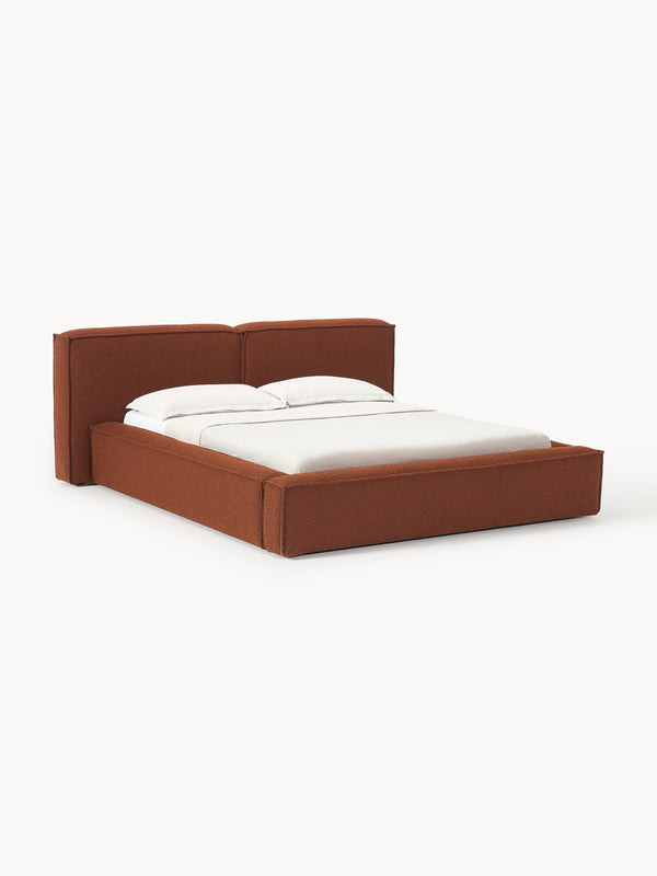 Lennvik Bouclé Upholstered Bed with Storage