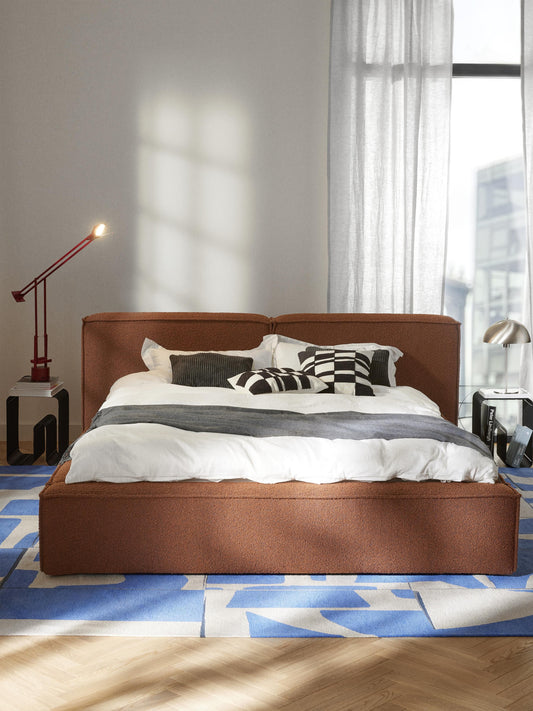 Lennvik Bouclé Upholstered Bed with Storage