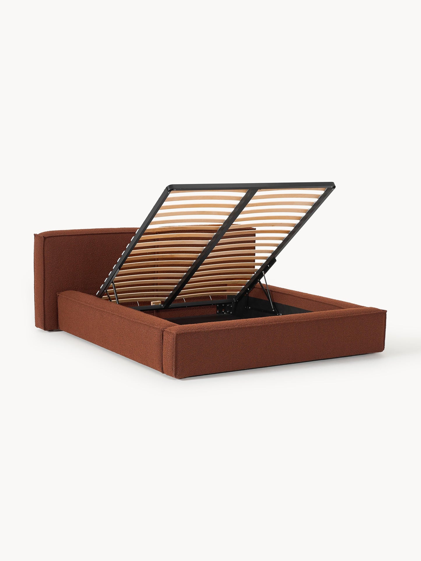 Lennvik Bouclé Upholstered Bed with Storage