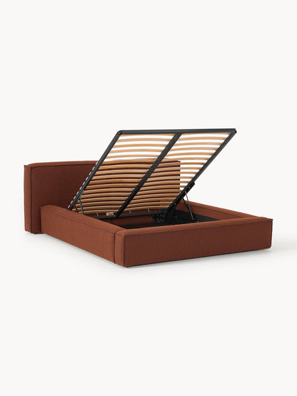 Lennvik Bouclé Upholstered Bed with Storage
