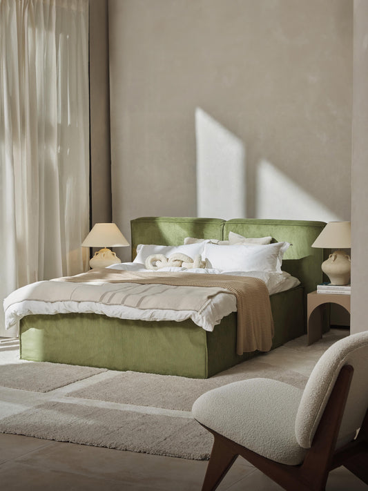 Lennvik Corduroy Box Spring Bed