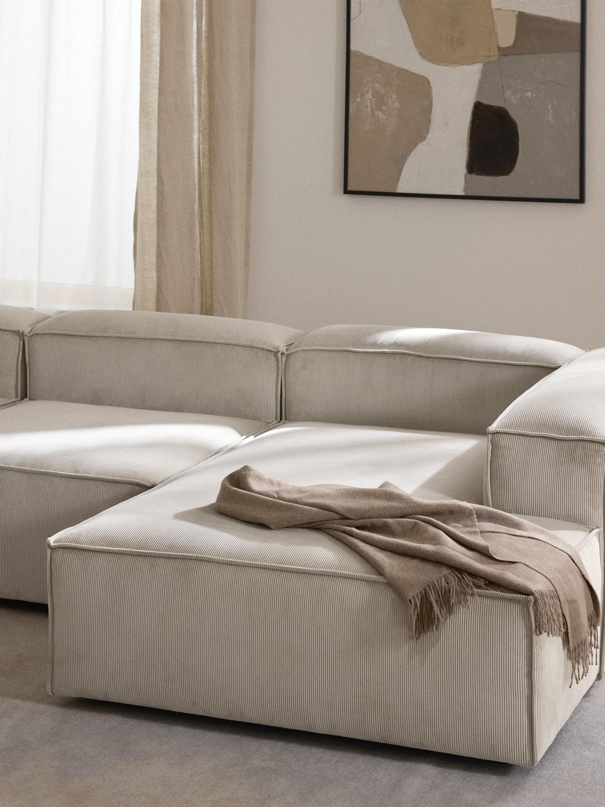 Lennvik Corduroy Corner Ottoman Module