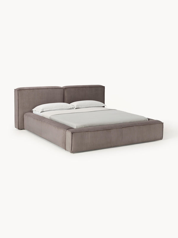 Lennvik Corduroy Upholstered Bed with Storage