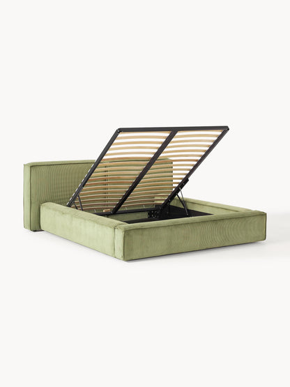 Lennvik Corduroy Upholstered Bed with Storage
