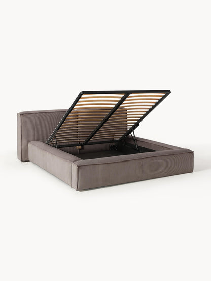 Lennvik Corduroy Upholstered Bed with Storage
