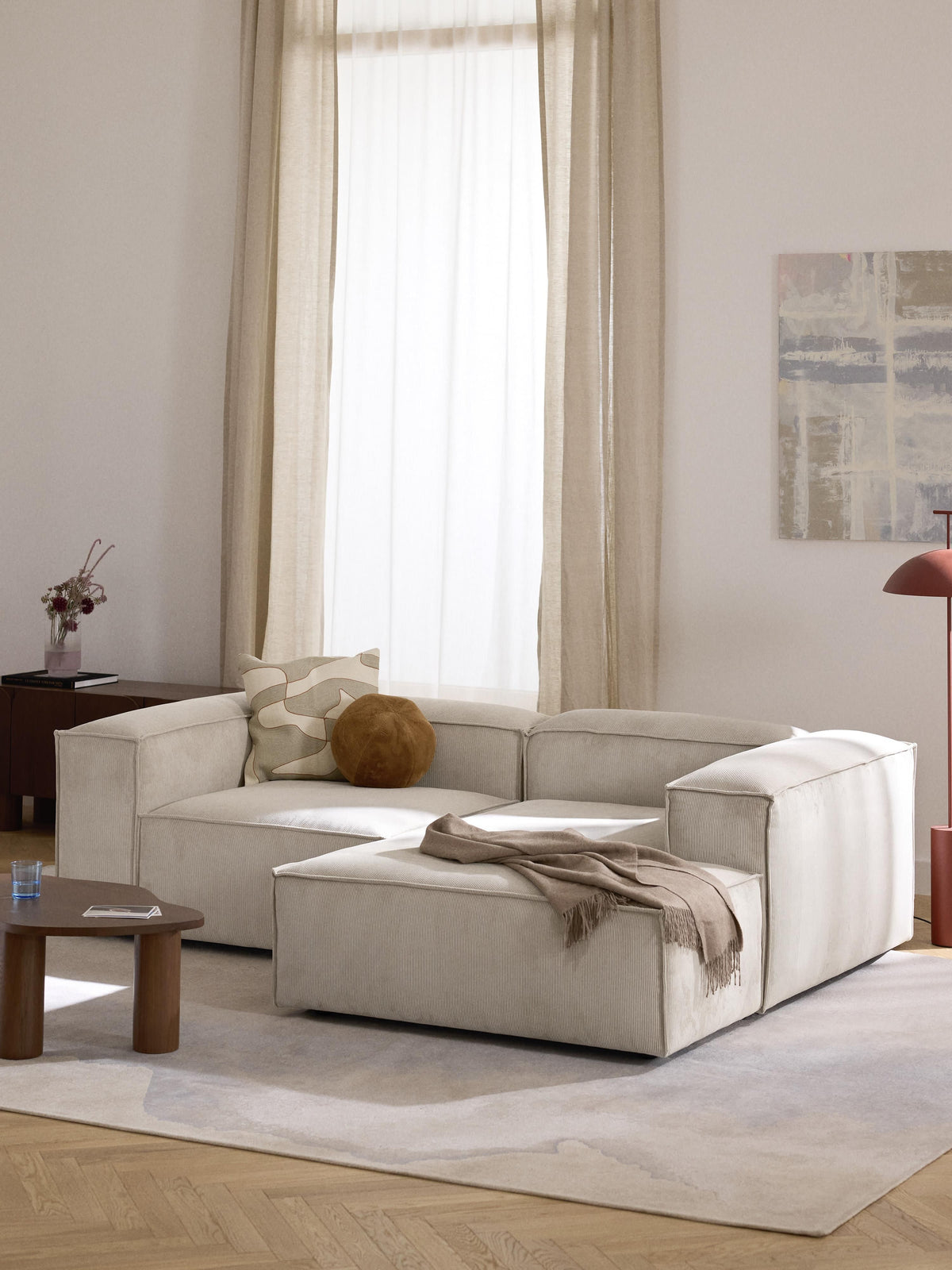 Lennvik Modular Corduroy Corner Sofa (2-Seater)