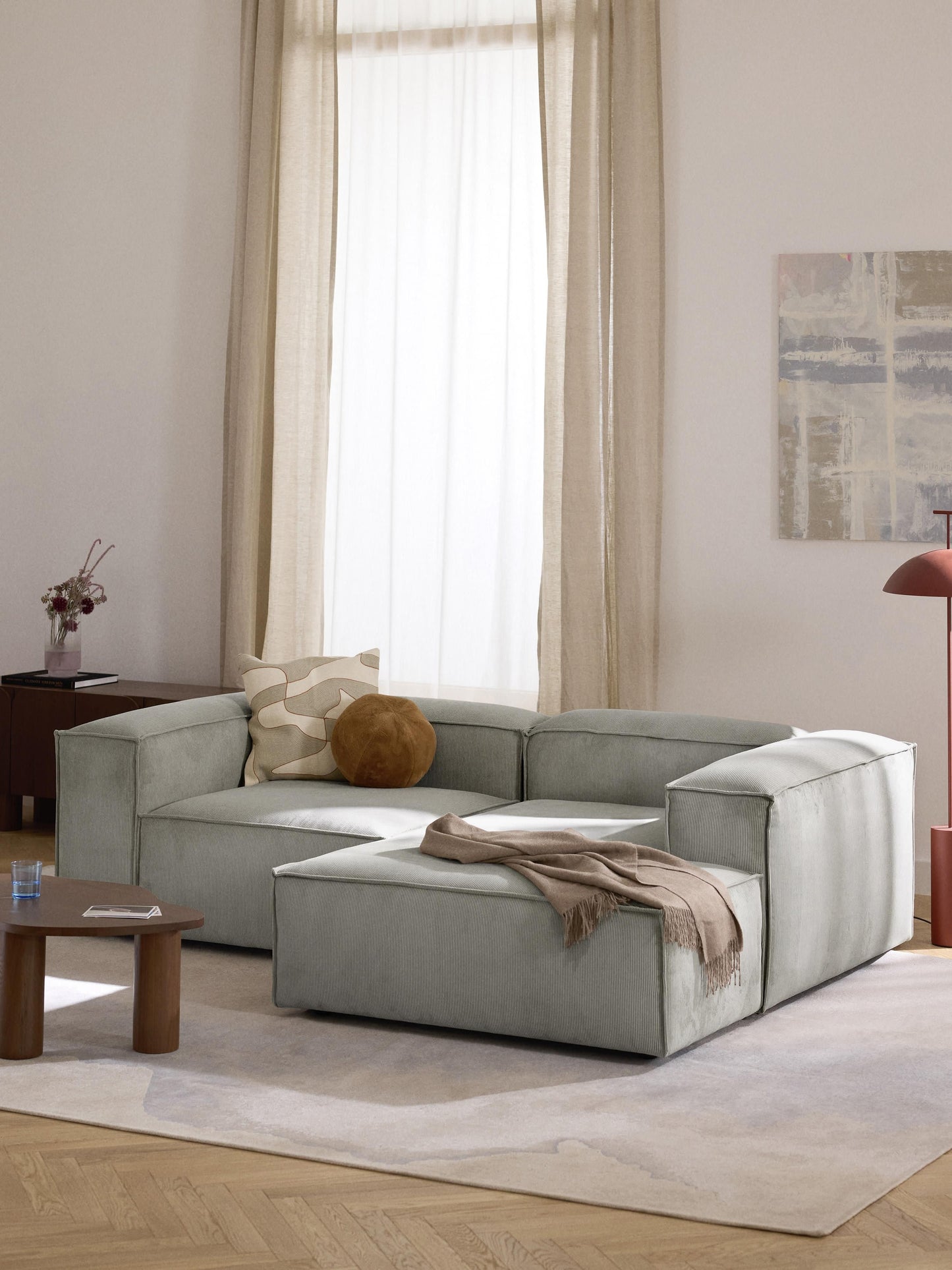 Lennvik Modular Corduroy Corner Sofa (2-Seater)